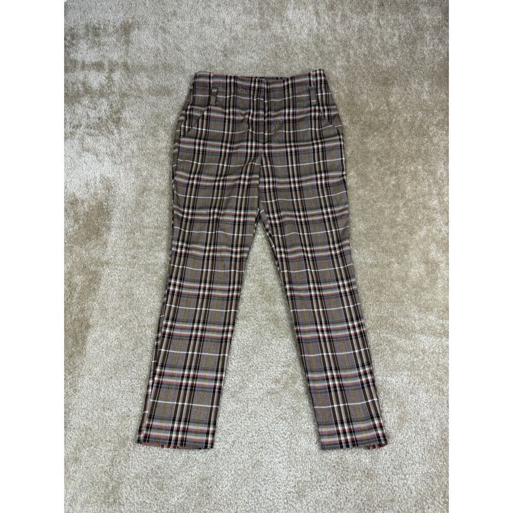 7th Avenue Design Studio New York & Co. Size 8 Brown Plaid High Rise Chino A900